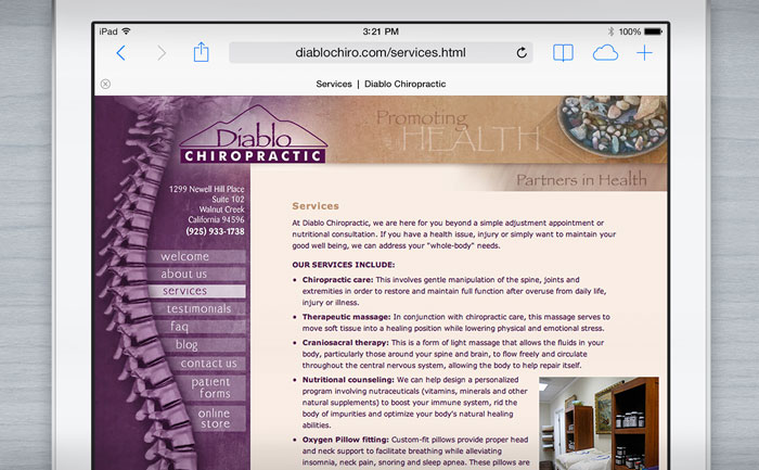 Website design shown on a tablet for a bay area contractor