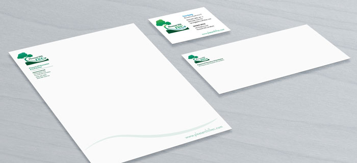 Logo and identity for Pleasant Hill Rec, displayed on letterhead, business card, and envelope designs.