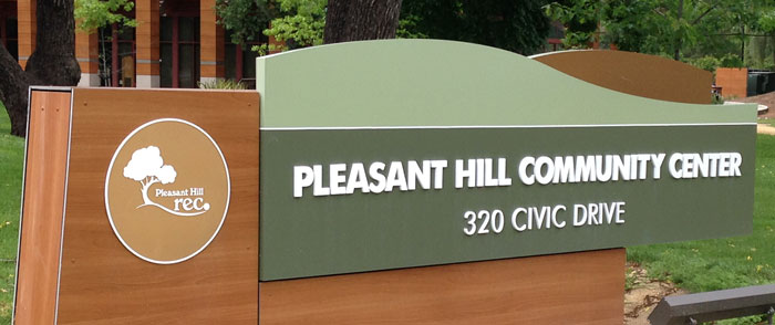Logo and identity signage for Pleasant Hill Rec