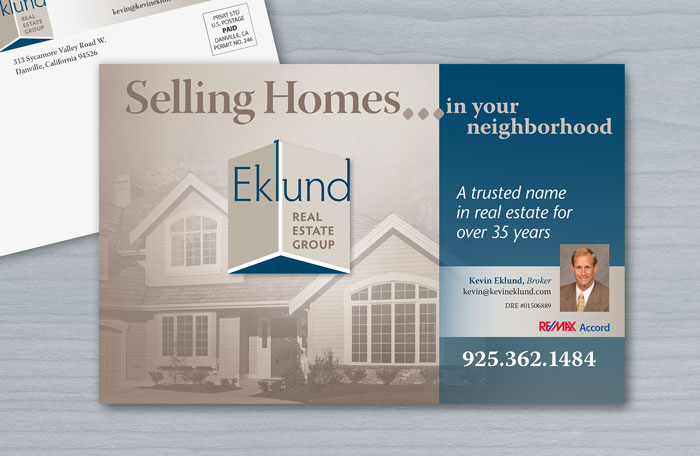 Postcard mailing design for a Danville-based real estate group.